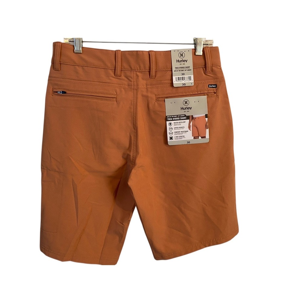 Hurley Trek Hybrid Short Men's 30W 10" Orange Water Repellent Stretch Zip Pocket